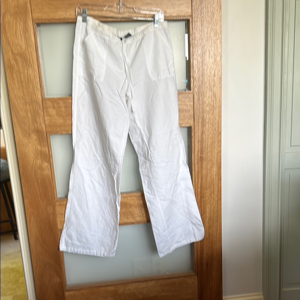 Linen blend White Flared Pants